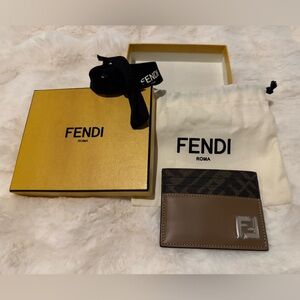 Fendi Brown and Black Card Wallet BNIB